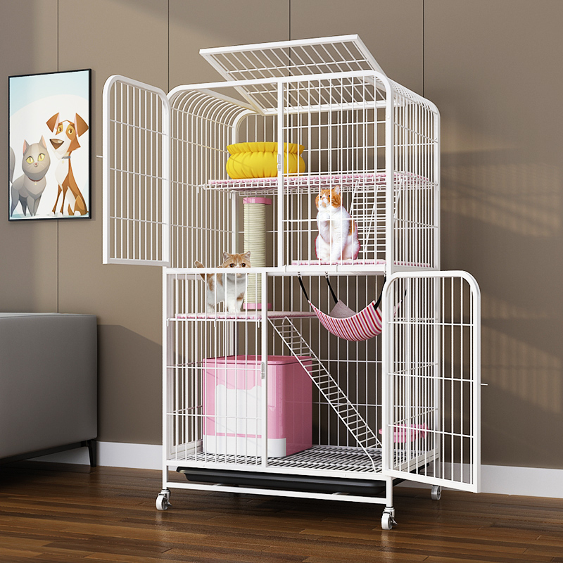 Cat cage Home Indoor cat villa Large free space Two-story three-story cat house Cat house house Small cat nest