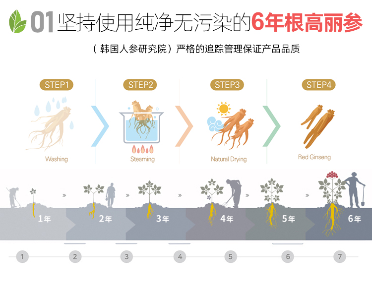 正官庄6年根高丽参红参液人参滋补礼盒10瓶