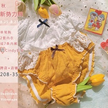 Gingerbread man~Japanese panties female pure cotton breathable student briefs summer cute bread pants ruffle mid-waist