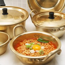Korean eating and broadcasting the same tableware Korean ramen pot small cooking pot old-fashioned canteen instant noodles aluminum pot household instant noodles double