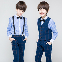 Childrens piano performance small host costume wedding flower boy dress suit British birthday banquet autumn