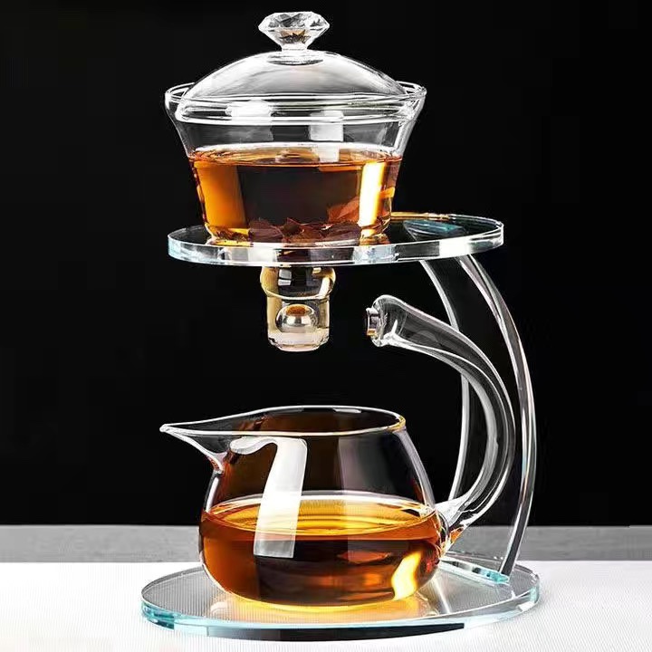 Semiautomatic tea set glass tea set Palace Lamp Sloth Man Kung Fu Tea Maker Home Net Red Glass Teapot Suit-Taobao