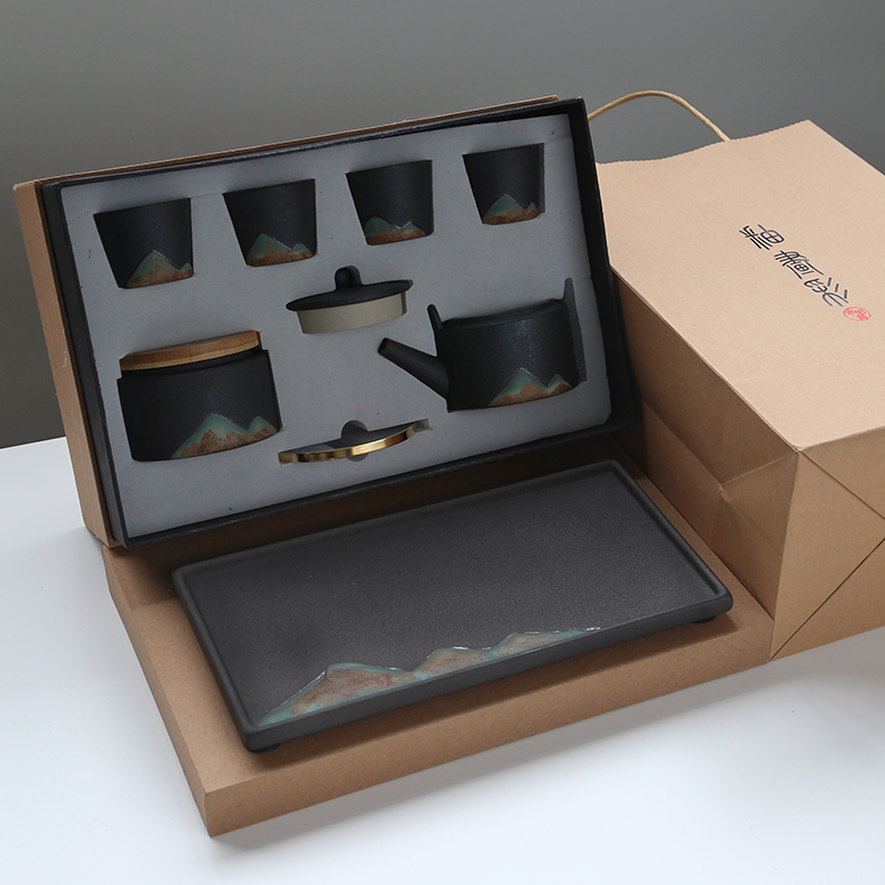 Su ceramic tea set hand - made painting kung fu tea set with fine dry tea tray box girder teapots