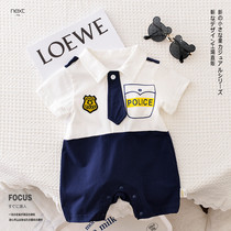 Next Kiddy Newborn Baby Summer Pure Cotton Jumpsuit Baby Boys England Years Old Hoodie Short Sleeve Creeper Fashion