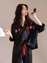 Pajamas womens summer Thin Ice Silk Korean fashion two-piece set 2021 New Ladies Spring and Autumn Silk home clothes