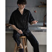 Pajamas men summer Thin Ice Silk high end men summer casual loose short sleeve trousers Silk Home suit suit
