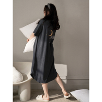 Nightdress women Summer cotton thin 2021 new summer short sleeve pajamas long shirt skirt casual home wear