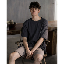 Pajamas men summer cotton thin loose short sleeve home clothing 2021 new mens summer casual two-piece set