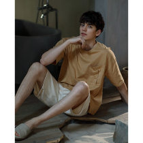 Pajamas men summer cotton thin short sleeves can be worn outside 2021 new casual loose mens home wear suit