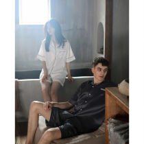 Couple pajamas womens summer ice silk thin two-piece set 2021 new mens silk silk short-sleeved home wear
