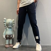 European tide brand autumn mens TB puppy embroidery waffle simple and versatile slim casual sweater pants leggings trousers