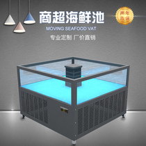 Customized single-layer supermarket seafood tank hotel seafood fish tank shellfish pool square King Crab seafood pool commercial