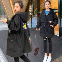 Pregnant Woman Coat Spring Autumn Season 2022 New Big Code Easy To Connect Cap Windsuit Casual Spring Dress Jacket for a long section