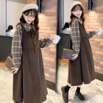 Pregnant Woman Spring Clothing Dress dress Korean version Loose Plaid Light Core Suede Spring Autumn Season 2022 New Pregnant Womens Dress Two Sets