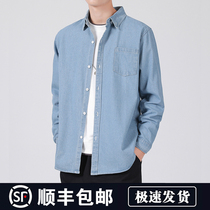 Loose denim shirt mens long sleeve autumn trend senior sense autumn clothing mens work shirt Japanese casual jacket