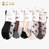 Gold Cora Sox Children Summer slim Transparent Crystal Socks Cotton Bottom Footed transparent Short Sox Chains