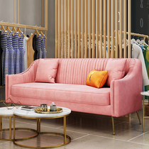Light luxury sofa small apartment ins style clothing store Beauty Salon reception casual three-person cloth fabric flannel sofa