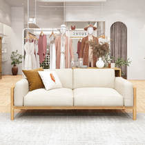 Solid wood sofa Japanese Beauty Salon reception sofa Nordic style simple modern clothing store sofa salon Net Red