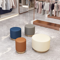Nordic light luxury imitation leather round stool changing shoes stool Net red shop sofa stool Ottoman Ottoman clothing shop wearing shoes stool small stool