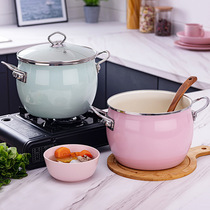 Day-style enamel enamel pan deep soup pot saucepan saucepan for household high temperature resistant non-stick cookware universal