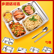 Divided fast food plate adult stainless steel dish plate canteen kindergarten meal plate children students separate plate
