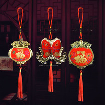 2021 Year of the Ox Spring Festival decoration small pendant New Years New Year high-end gold leaf three-dimensional potted bonsai flower tree small pendant