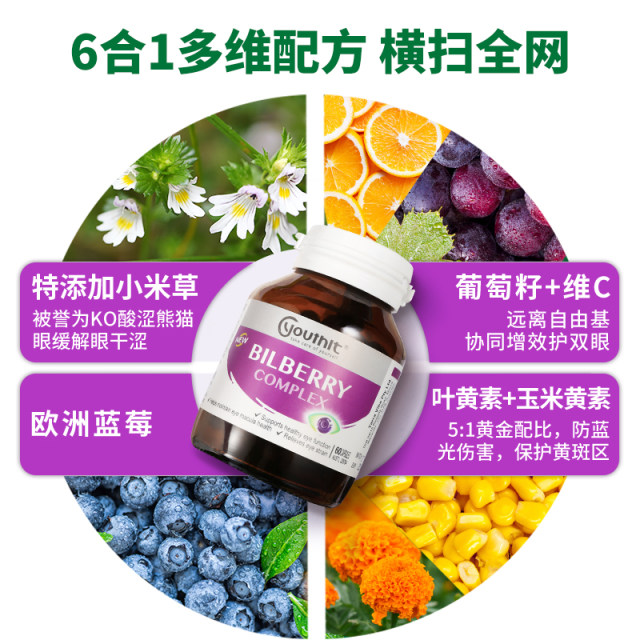 ນຳເຂົ້າຈາກອົດສະຕຣາລີ Youthit bilberry blueberry lutein capsules 60 ເມັດ