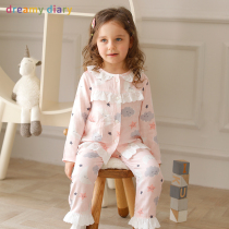 Girls Pajamas Spring and Autumn Set Cotton Summer Childrens Pajamas Air Conditioning Clothing Long Sleeve Summer Thin Princess Home Clothes