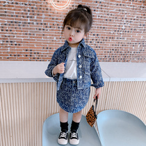 Girls autumn suit 2021 new leisure Korean version of net red children autumn girl baby children Foreign style two sets