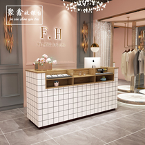 Simple modern clothing shop Imitation marble cashier Barber shop Beauty salon Curved bar cabinet Company front desk