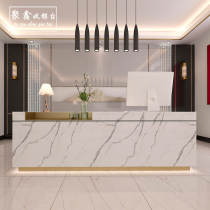 Simple modern stainless steel cashier Company front desk Clothing beauty barber shop imitation marble commercial bar