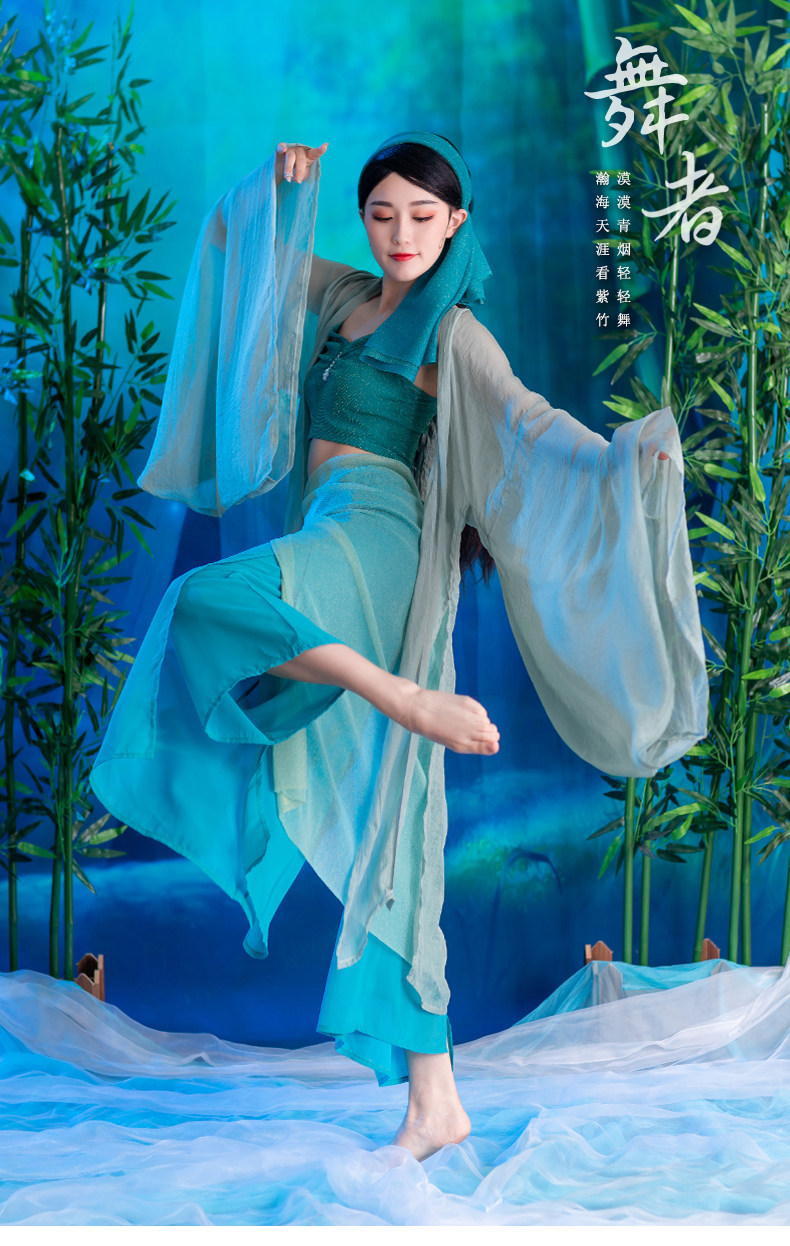 古典舞练功服女青蛇白蛇舞蹈服装演出服表演舞台剧抖音汉服仙女衫