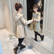 girls' trench coat spring and autumn 2022 new children's Western style mid-length girls' fashionable big princess tops