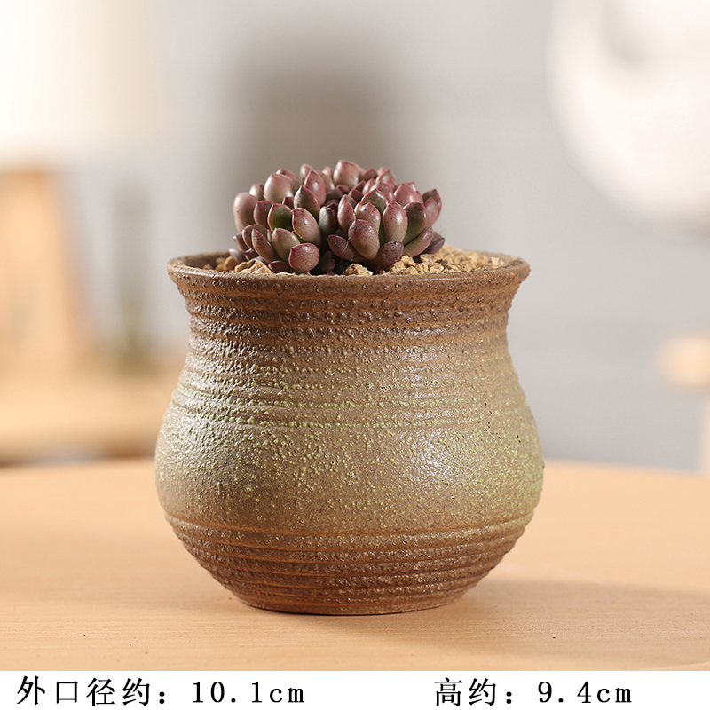 End breathable retro coarse pottery special offer a clearance classical fleshy flowerpot ceramic platter of large diameter indoor old piles