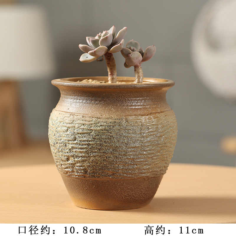 End breathable retro coarse pottery special offer a clearance classical fleshy flowerpot ceramic platter of large diameter indoor old piles