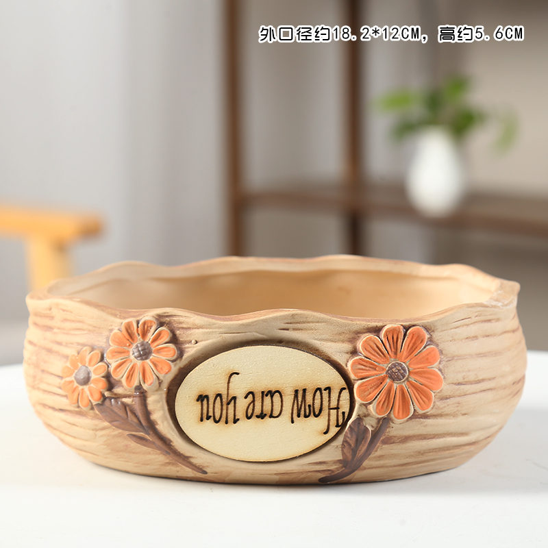 Flowerpot platter hand - made ceramic large old running the end, fleshy basin plain pottery breathable pinch flowers flesh special move
