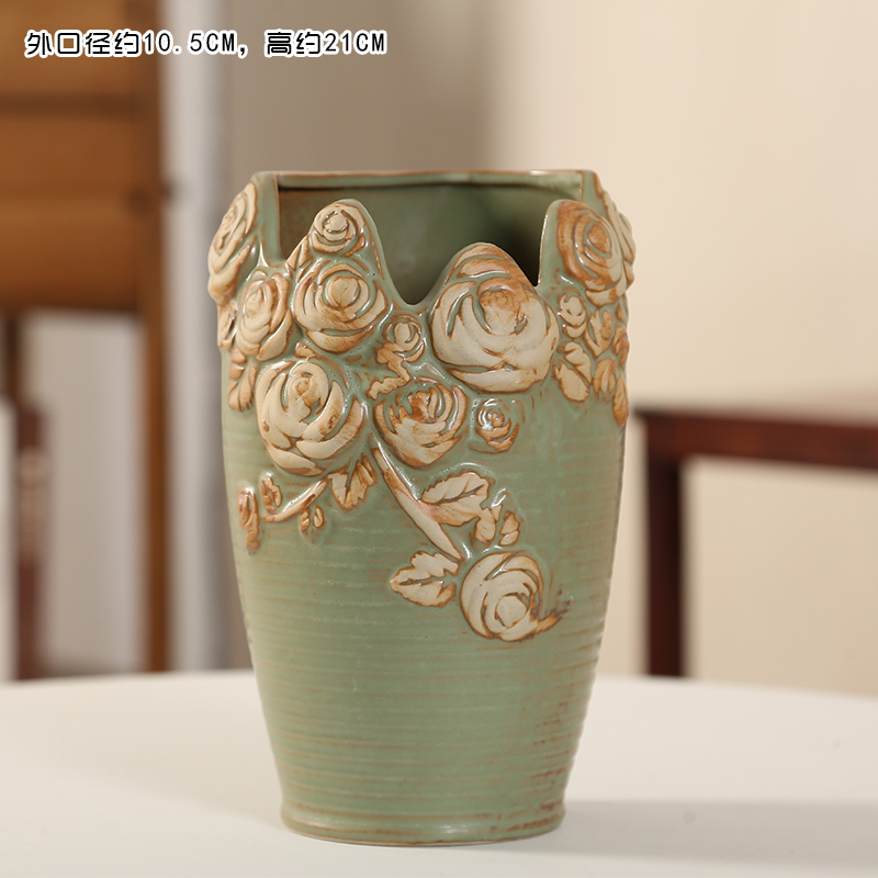 Old running the end K glaze mage flowerpot large ceramic flower POTS, fleshy breathable high Lao - zhuang ideas relief basin of restoring ancient ways
