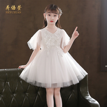 Childrens high-end dress summer piano catwalk costume flower girl wedding dress foreign-Air puffy gauze dress