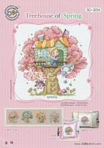 Cross stitch drawing SODA original sweep 3 series SO-3234 Treehouse of Spring Treehouse