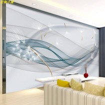 3D simple dandelion abstract clapboard TV background integrated video wall bamboo wood fiber living room decorative gusset