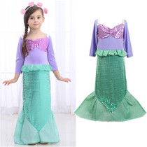 Little Mermaid Princess Dress Girl Tail Dress Children Spring and Autumn Ice and Snow Qi Love Salsa Aisha Skirt