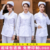 Nurse uniform long sleeve womens winter dress thick split set two-piece doctor uniform work short white coat short sleeve