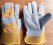 Short welding gloves with a total length of 25cm yellow sub-fingers heat insulation and ironing resistance light and full 120 double discount 360 double packs