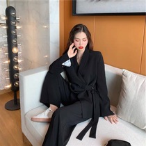 Autumn suit 2021 new professional suit suit suit female Korean fashion can salt sweet fried street wide leg pants two-piece set