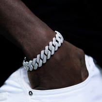 CHALAVRODW diamond-studded Cuban chain bracelet mens full diamond female hip-hop jewelry Wang Jiaer with the same fashion brand