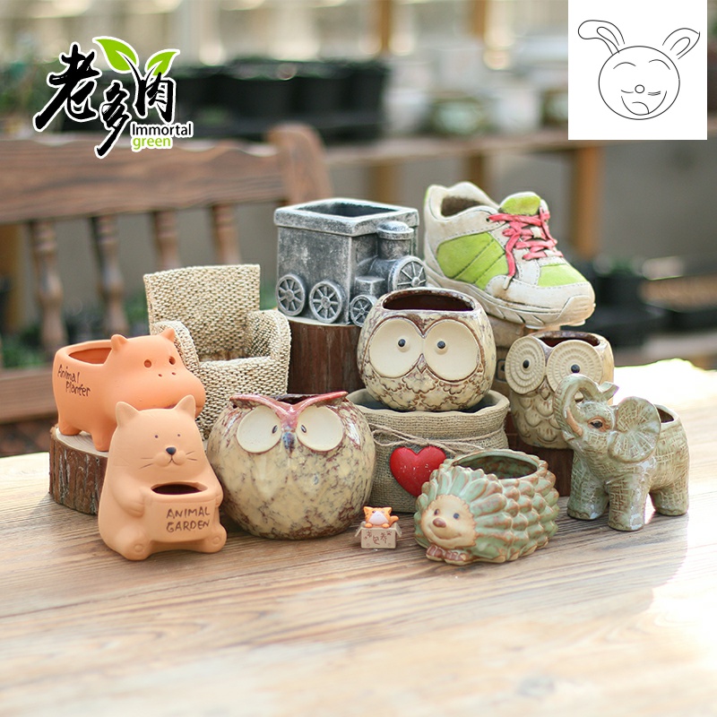 Meaty plant pot cartoon green the plants ceramic flowerpot more meat contracted individuality creative potted flower pot in ceramics