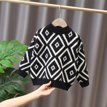 Boys plus velvet sweater children 2021 thick pullover boy boys New Tide children autumn and winter sweater