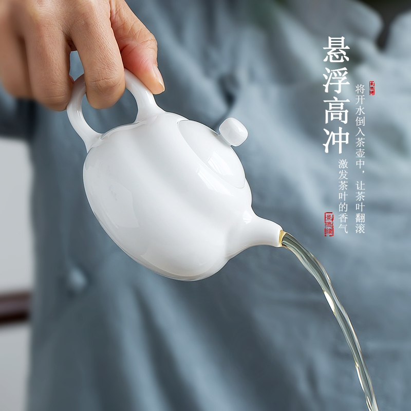 Jingdezhen up the fire which white porcelain hand little teapot single pot of kung fu tea set ceramic teapot with a filter