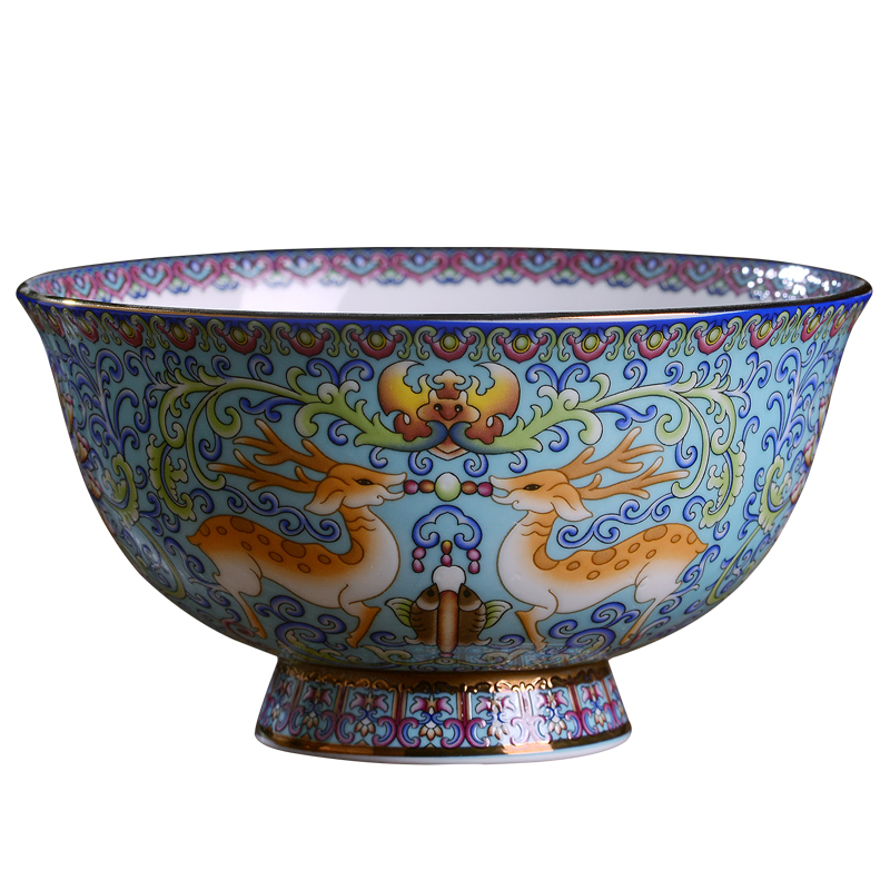 Jingdezhen ceramic bowl Chinese style household ipads porcelain rice bowls plutus antique tall bowl longevity noodles bowl bowl of custom
