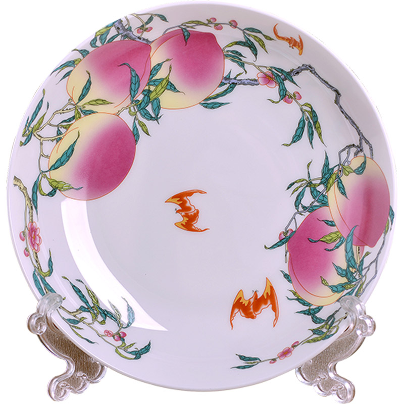 Jingdezhen ceramics nine peach peach plate of Chinese style household ipads porcelain dish dish dish large flat plate antique plate